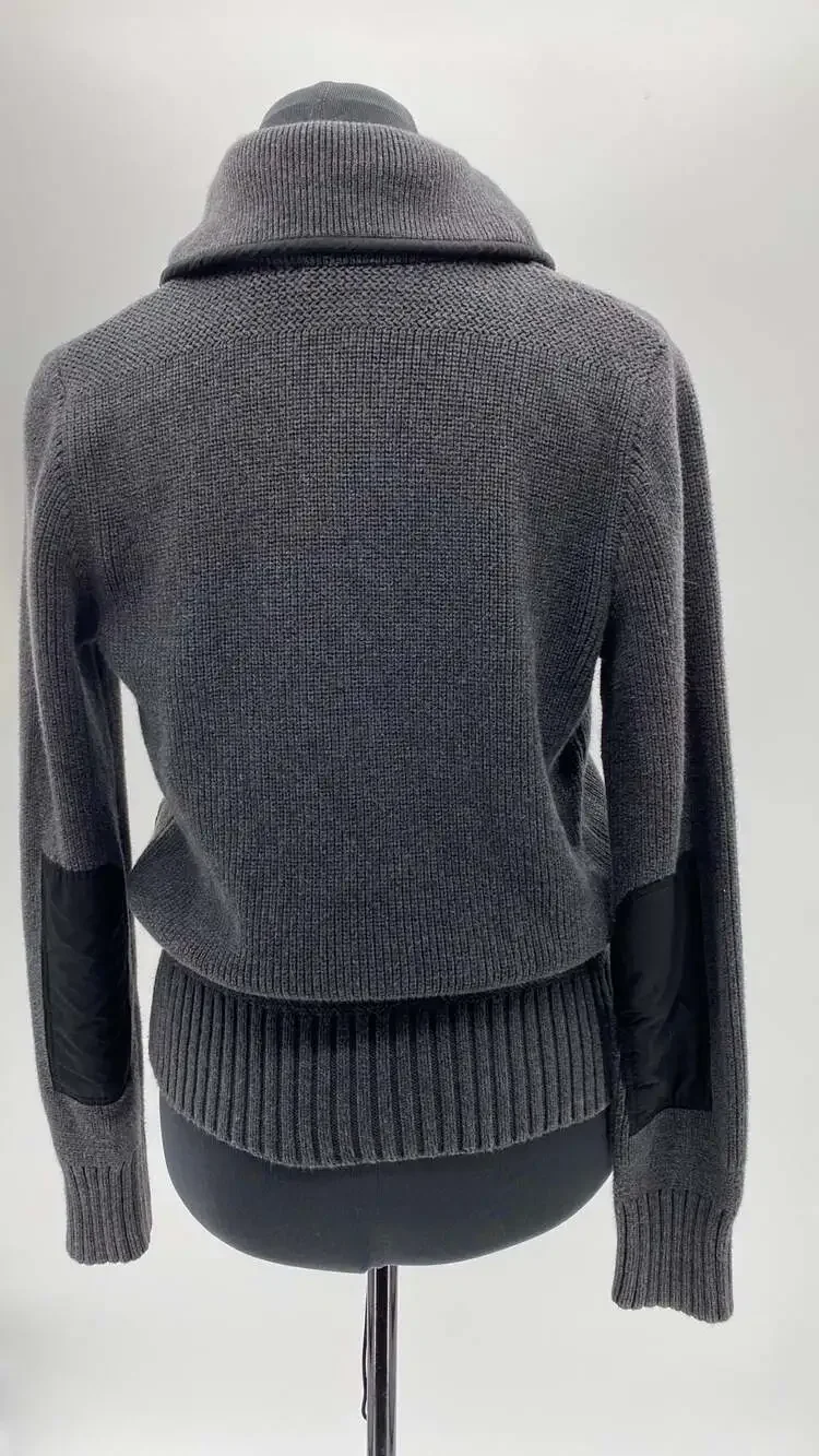 Ralph Lauren Ribbed Wool Blend Shawl Collar Cardigan with Nylon Pocket Detail